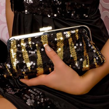Pailletten - Handtasche in schwarz/gold